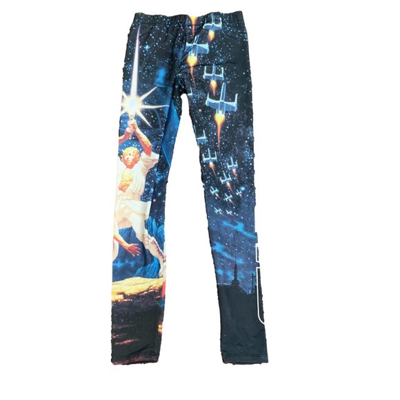 Mighty Fine Womens Leggings Size Medium Star Wars Princess Leia Luke Yoga - Picture 2 of 6